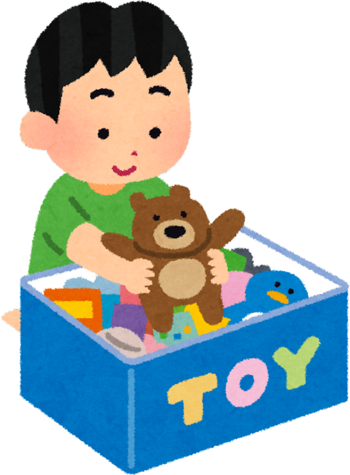 Illustration of a Child Putting Away Toys